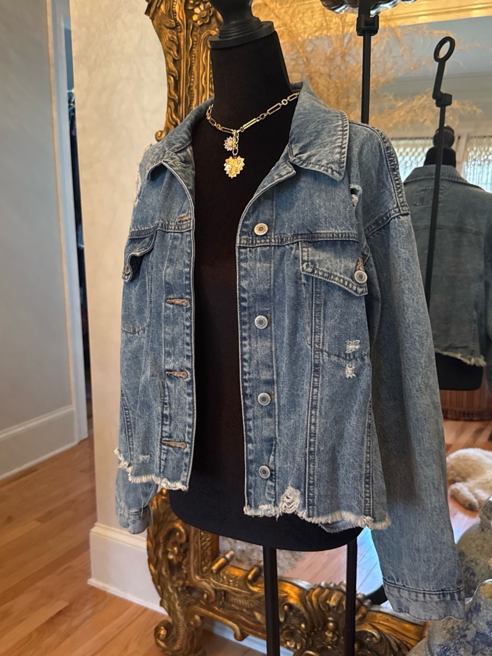 SO Blue Distressed Denim Jacket